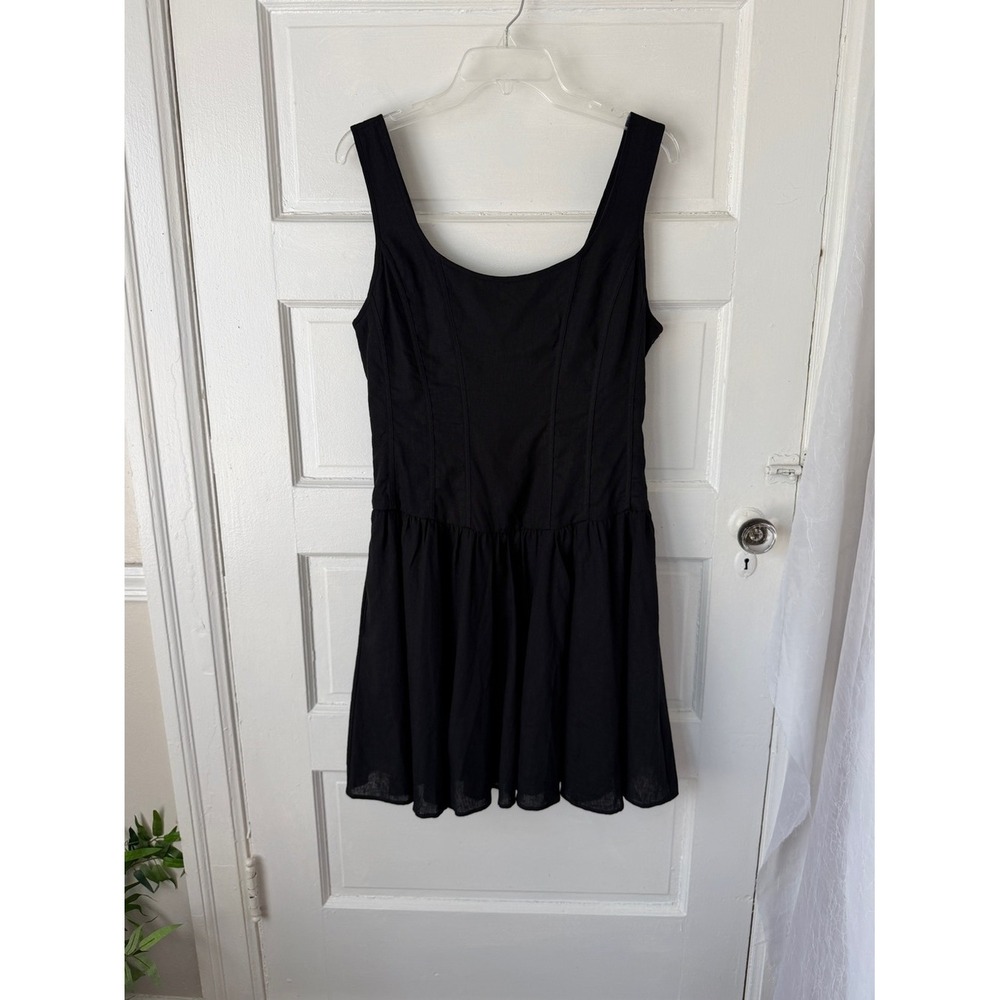Wayf Black Linen Mini Dress Esmeralda A-Line Scoop Neck Sleeveless Party NWT Lg - Picture 16 of 16